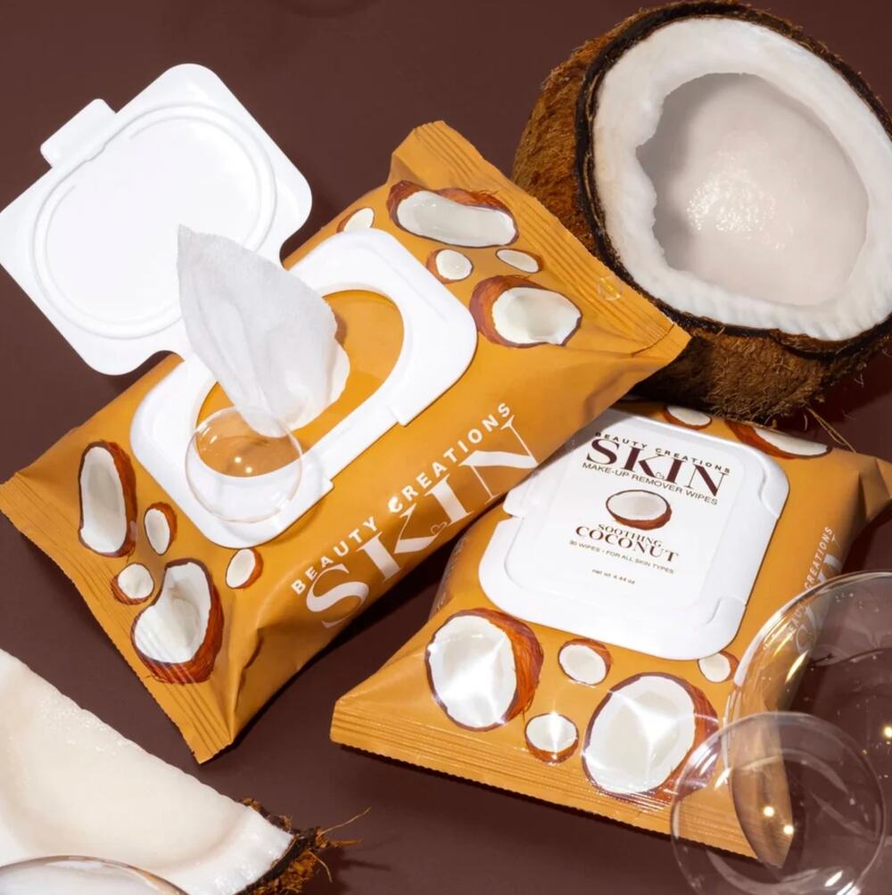 Beauty Creations SKIN Soothing Coconut Makeup Remover Wipes NEW